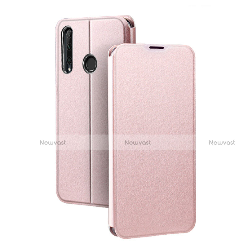 Leather Case Stands Flip Cover T01 Holder for Huawei P Smart+ Plus (2019) Rose Gold