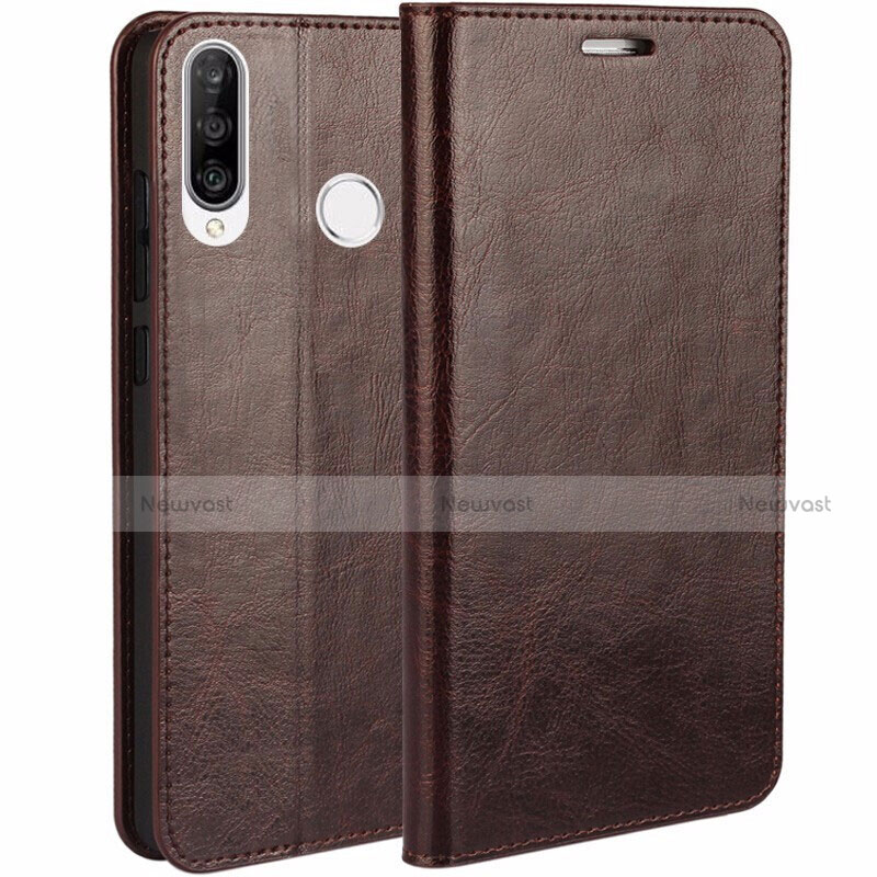 Leather Case Stands Flip Cover T01 Holder for Huawei P30 Lite Brown