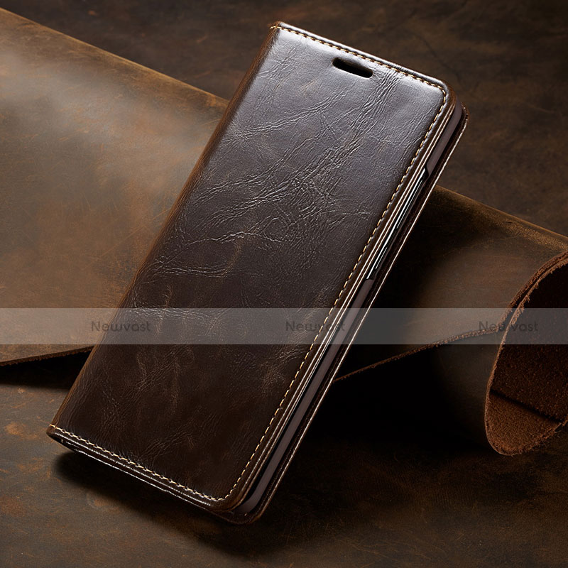 Leather Case Stands Flip Cover T01 Holder for Huawei P30 Pro New Edition Brown