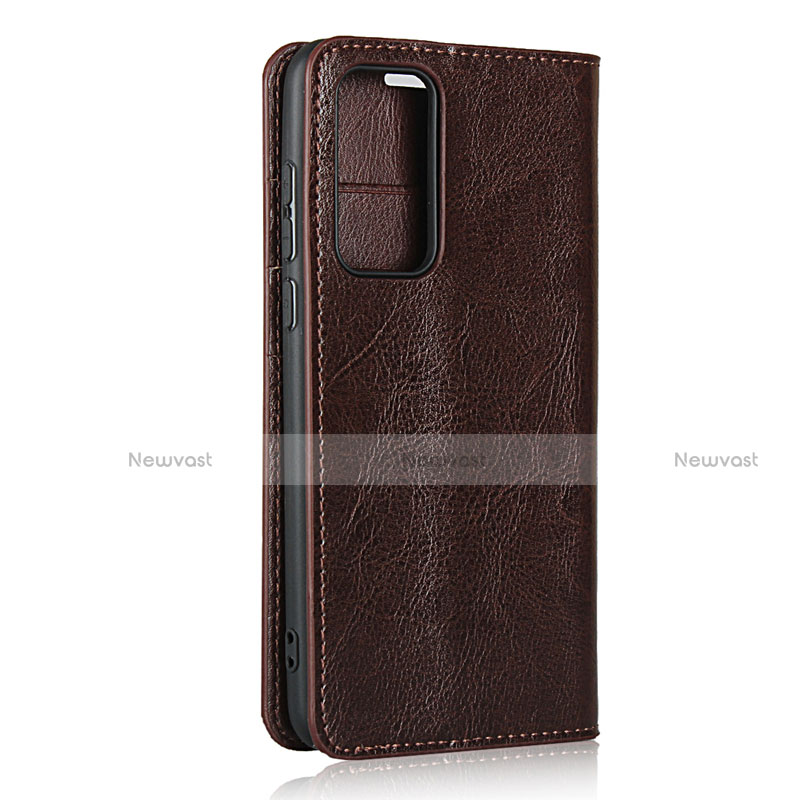 Leather Case Stands Flip Cover T01 Holder for Huawei P40 Brown