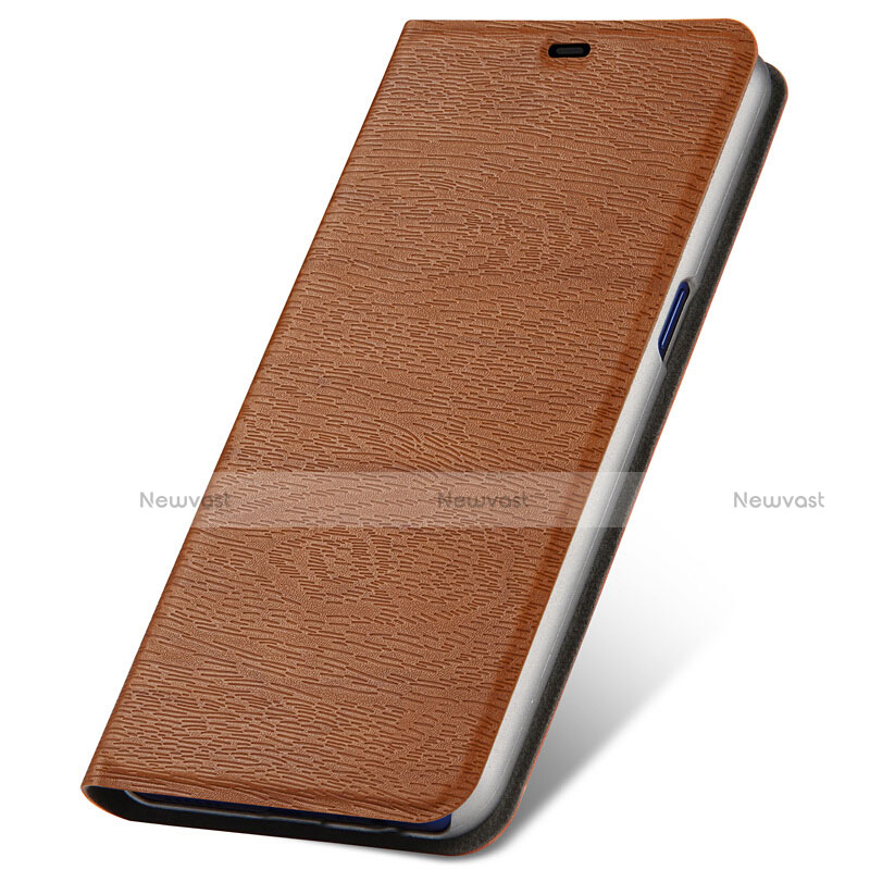 Leather Case Stands Flip Cover T01 Holder for Oppo R15X Brown