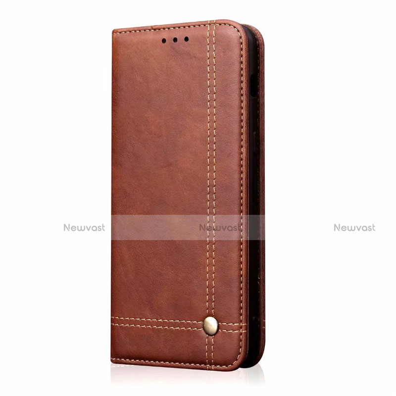 Leather Case Stands Flip Cover T01 Holder for Oppo Reno3 Pro Brown