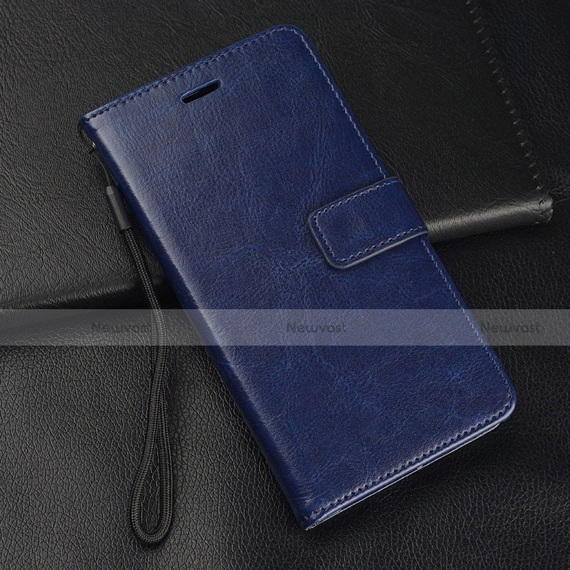 Leather Case Stands Flip Cover T01 Holder for Samsung Galaxy A70 Blue