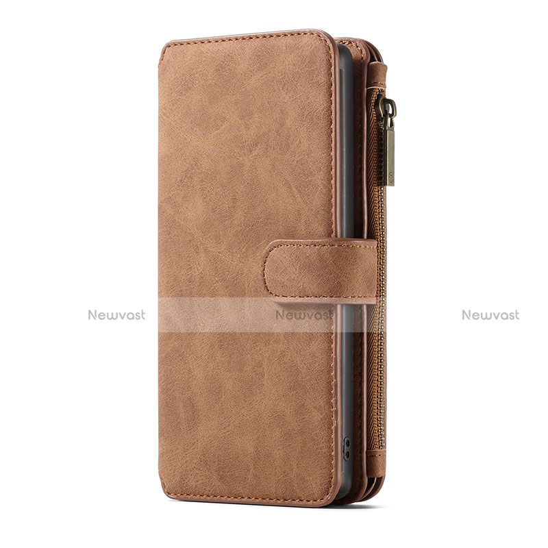 Leather Case Stands Flip Cover T01 Holder for Samsung Galaxy Note 10 Plus 5G Brown