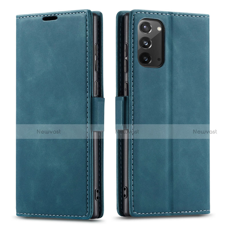 Leather Case Stands Flip Cover T01 Holder for Samsung Galaxy Note 20 5G Blue