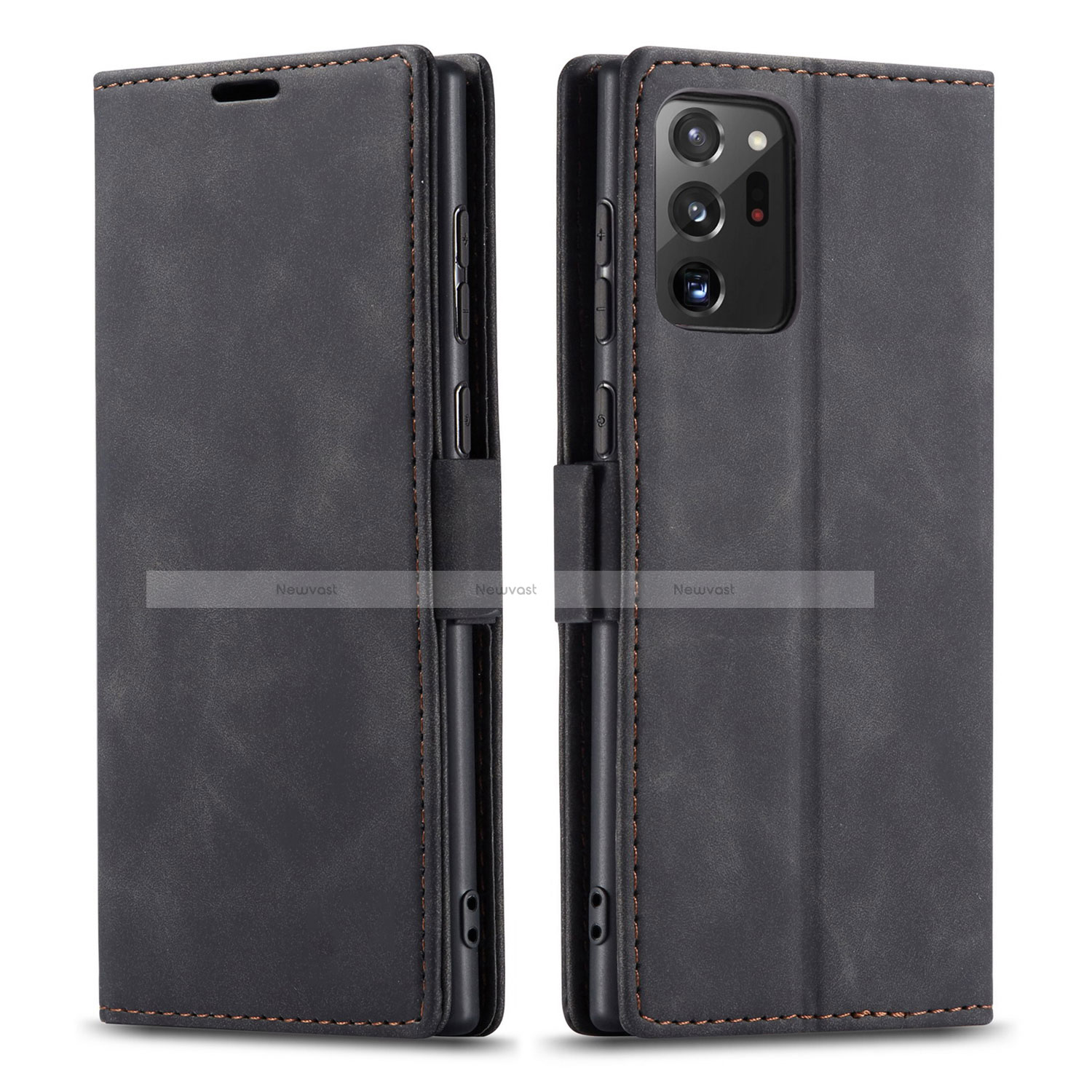 Leather Case Stands Flip Cover T01 Holder for Samsung Galaxy Note 20 Ultra 5G Black