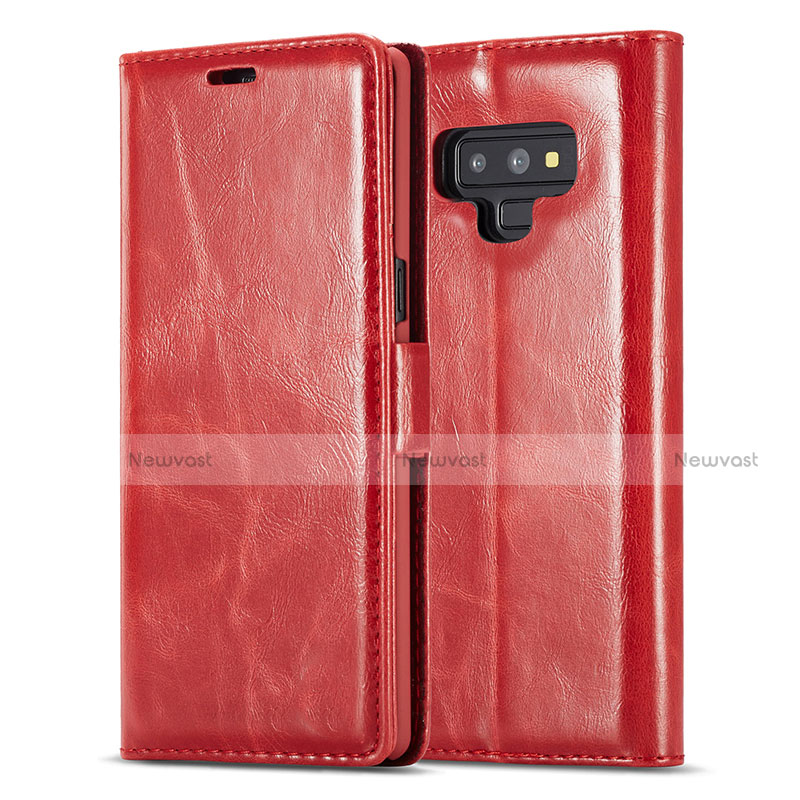 Leather Case Stands Flip Cover T01 Holder for Samsung Galaxy Note 9 Red