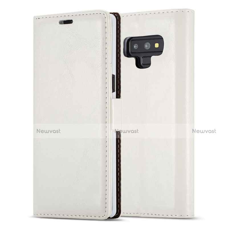 Leather Case Stands Flip Cover T01 Holder for Samsung Galaxy Note 9 White