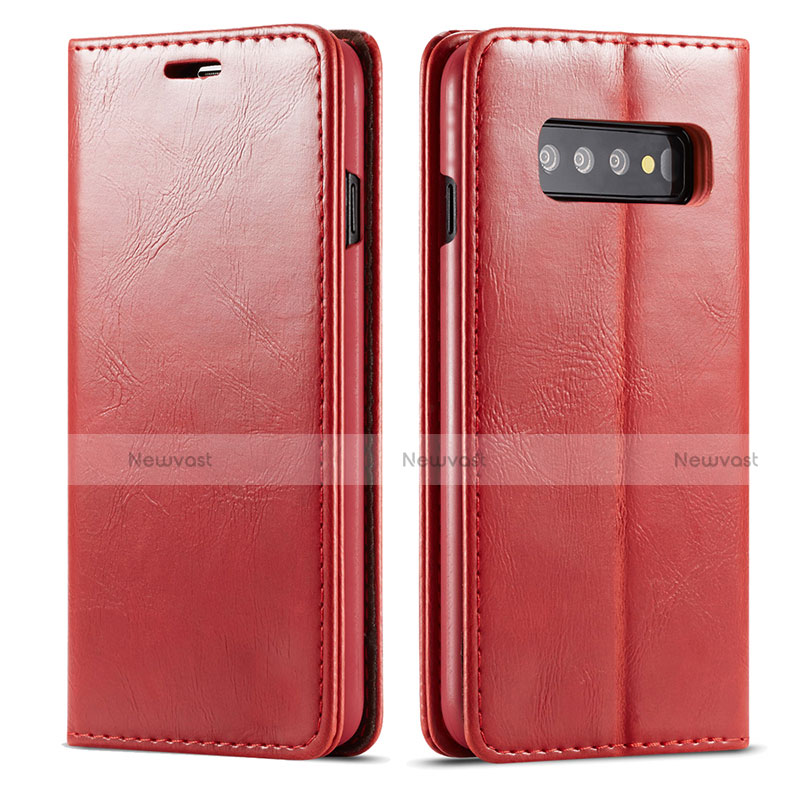 Leather Case Stands Flip Cover T01 Holder for Samsung Galaxy S10 5G Red