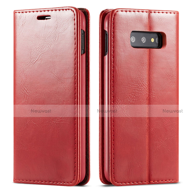 Leather Case Stands Flip Cover T01 Holder for Samsung Galaxy S10e Red