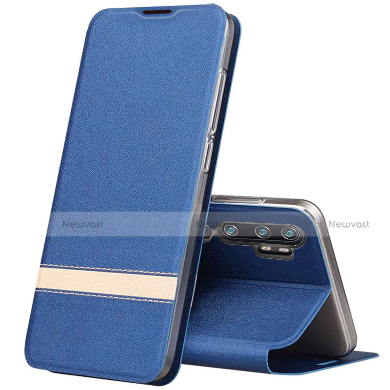 Leather Case Stands Flip Cover T01 Holder for Xiaomi Mi Note 10 Blue