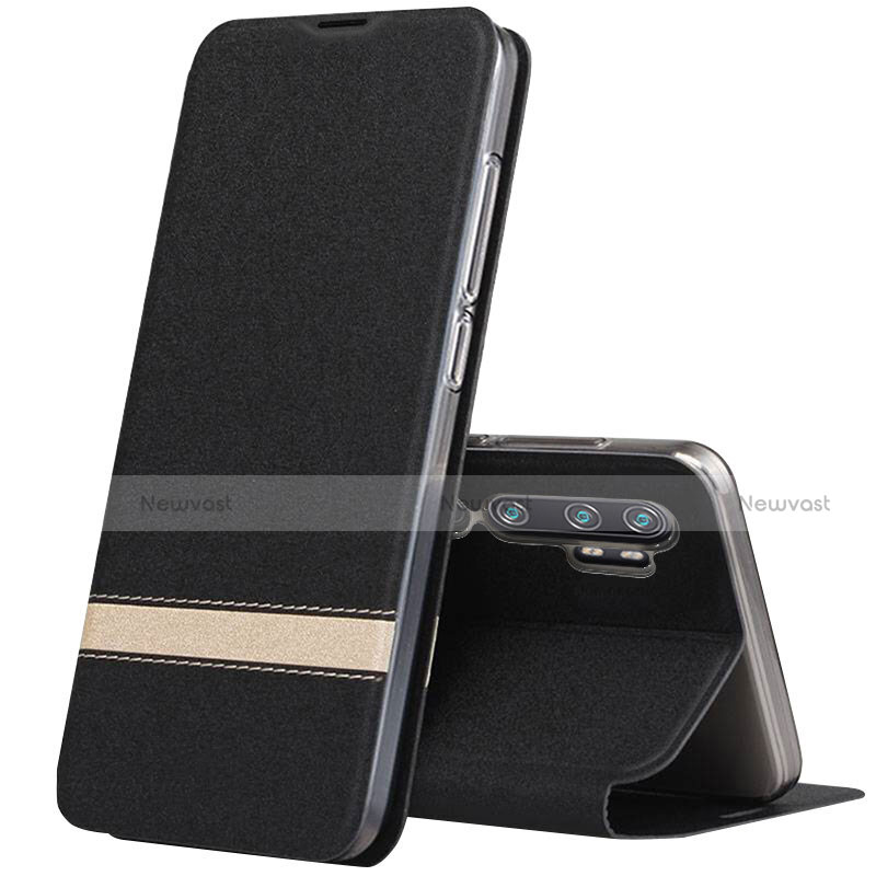 Leather Case Stands Flip Cover T01 Holder for Xiaomi Mi Note 10 Pro Black