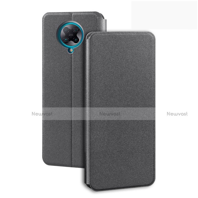 Leather Case Stands Flip Cover T01 Holder for Xiaomi Poco F2 Pro Gray