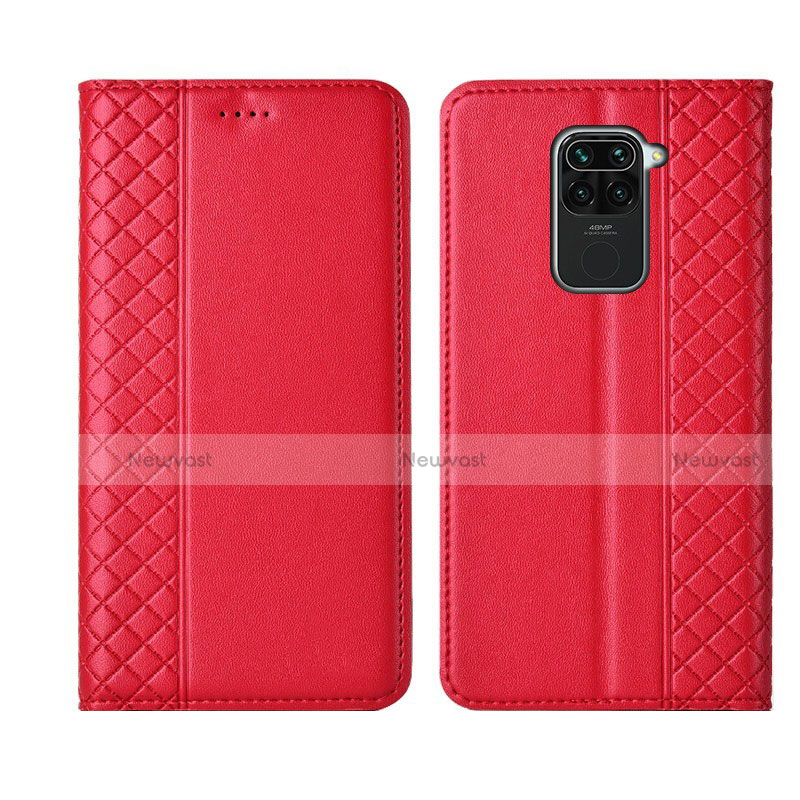 Leather Case Stands Flip Cover T01 Holder for Xiaomi Redmi 10X 4G Red