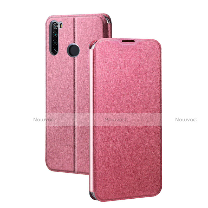 Leather Case Stands Flip Cover T01 Holder for Xiaomi Redmi Note 8 Pink