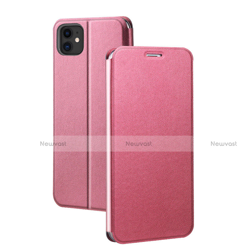 Leather Case Stands Flip Cover T02 Holder for Apple iPhone 11 Pink