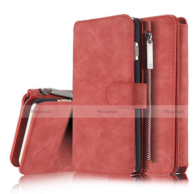 Leather Case Stands Flip Cover T02 Holder for Apple iPhone 6 Plus Red