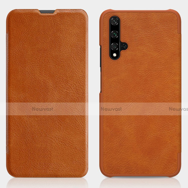 Leather Case Stands Flip Cover T02 Holder for Huawei Honor 20 Orange