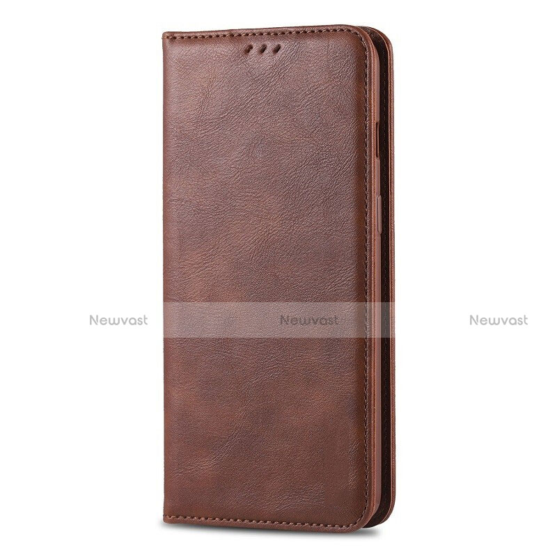 Leather Case Stands Flip Cover T02 Holder for Huawei Honor 20E Brown