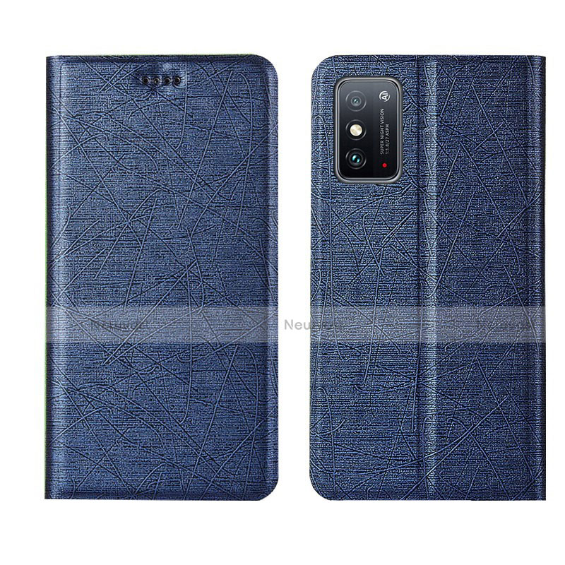 Leather Case Stands Flip Cover T02 Holder for Huawei Honor X10 Max 5G Blue