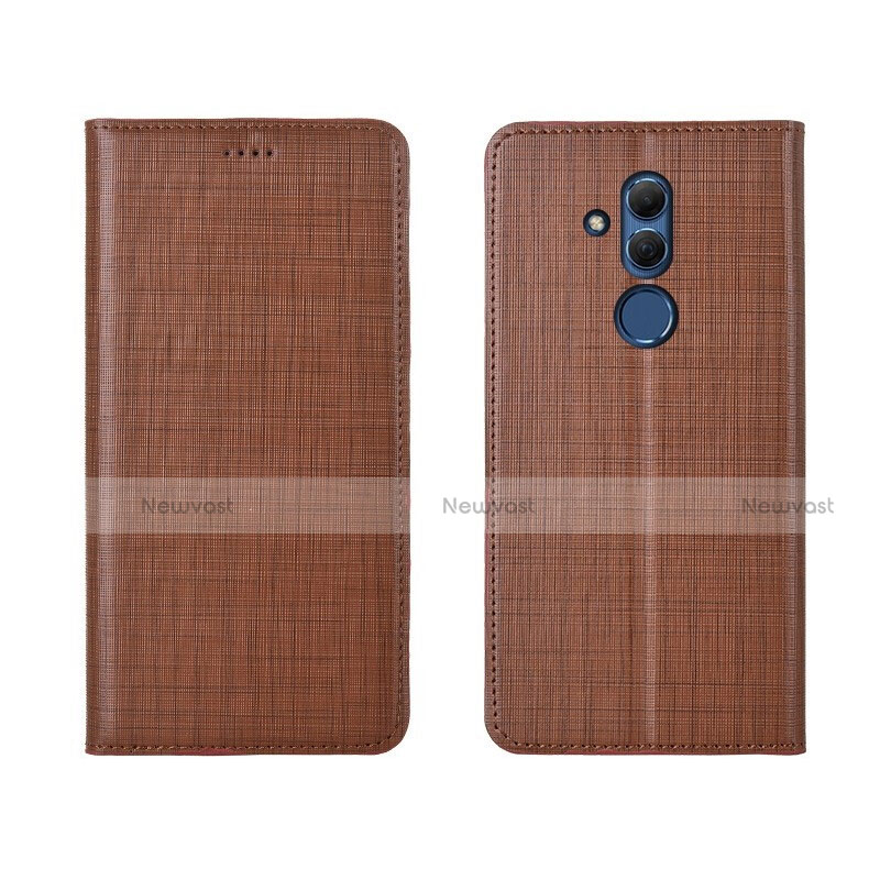 Leather Case Stands Flip Cover T02 Holder for Huawei Mate 20 Lite Brown