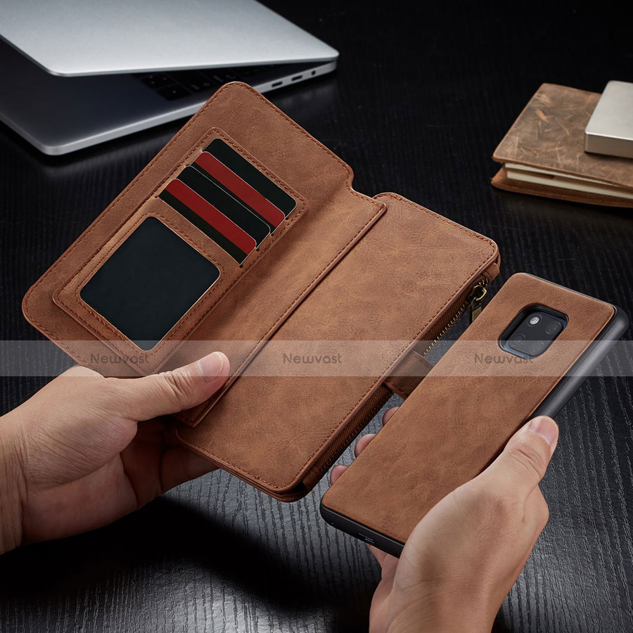 Leather Case Stands Flip Cover T02 Holder for Huawei Mate 20 Pro Brown