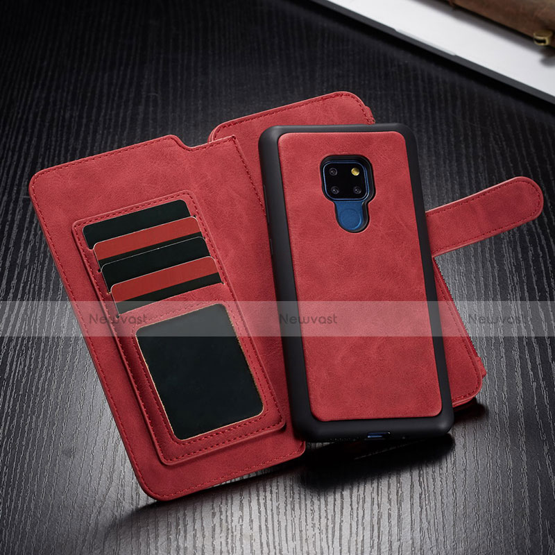 Leather Case Stands Flip Cover T02 Holder for Huawei Mate 20 Red