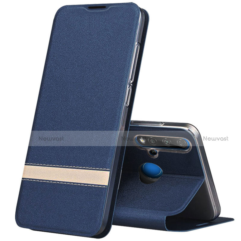 Leather Case Stands Flip Cover T02 Holder for Huawei Nova 5i Blue