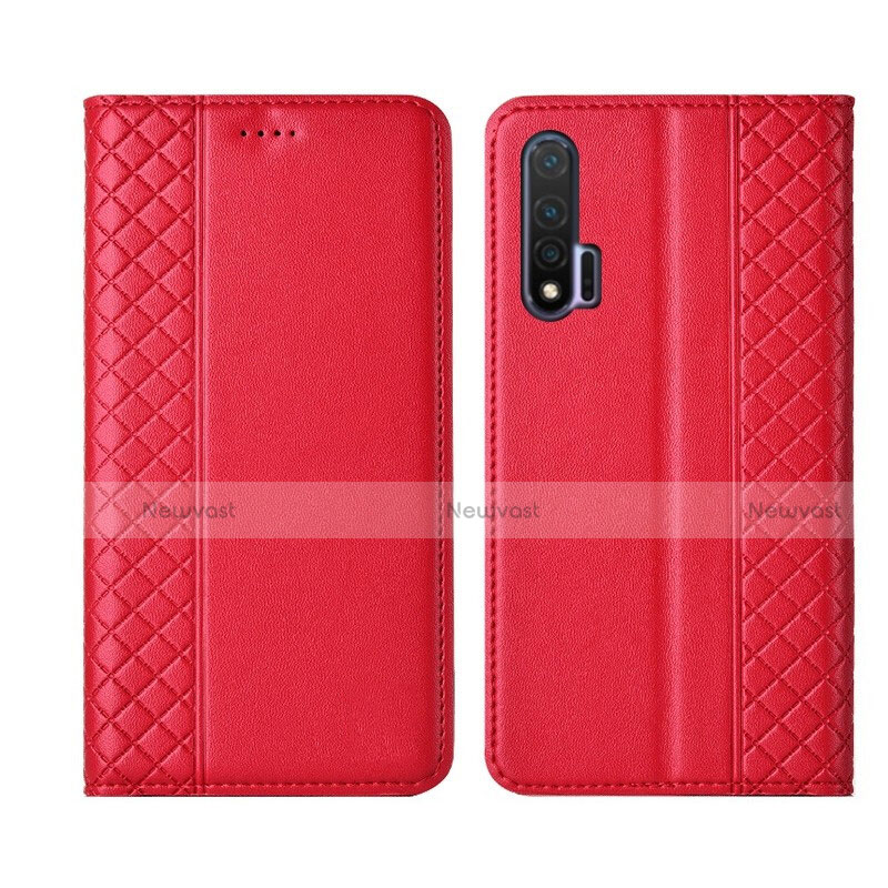 Leather Case Stands Flip Cover T02 Holder for Huawei Nova 6 Red