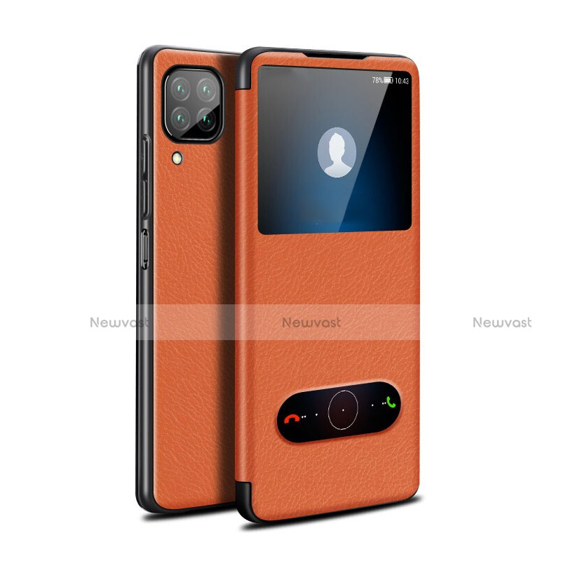 Leather Case Stands Flip Cover T02 Holder for Huawei Nova 6 SE Orange