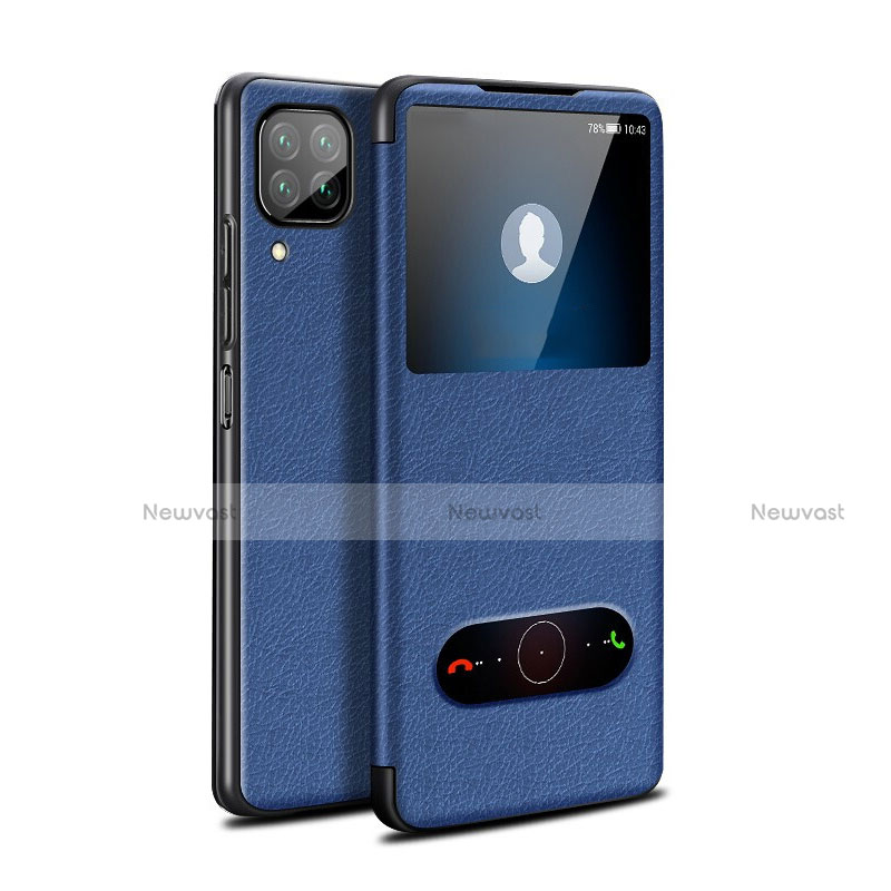 Leather Case Stands Flip Cover T02 Holder for Huawei Nova 7i Blue