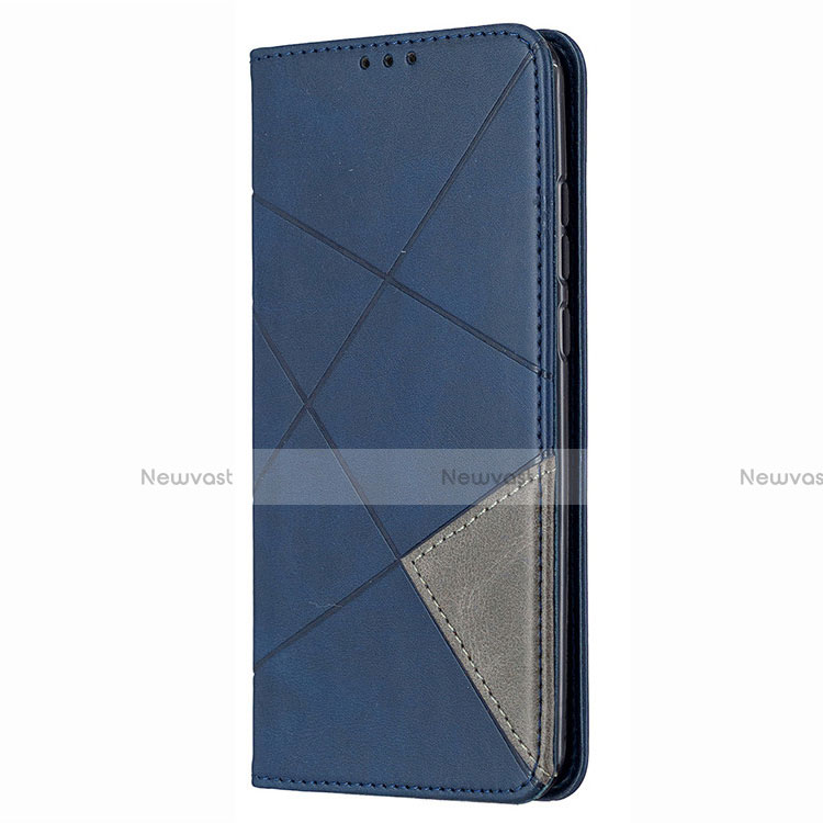 Leather Case Stands Flip Cover T02 Holder for Huawei P Smart (2020) Blue