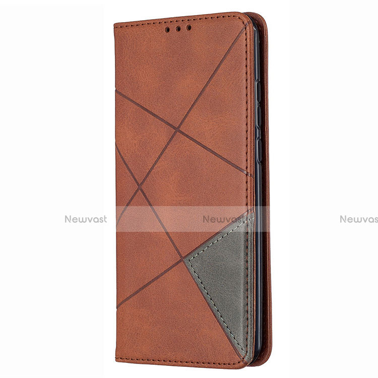 Leather Case Stands Flip Cover T02 Holder for Huawei P Smart (2020) Brown