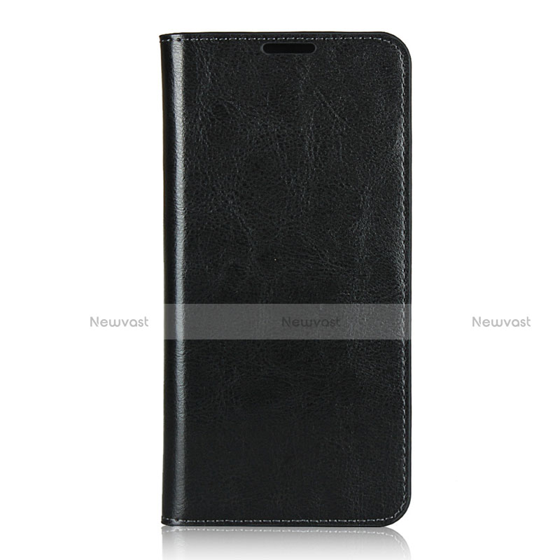 Leather Case Stands Flip Cover T02 Holder for Oppo F15 Black