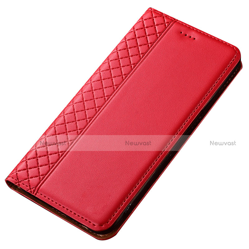 Leather Case Stands Flip Cover T02 Holder for Samsung Galaxy A80 Red