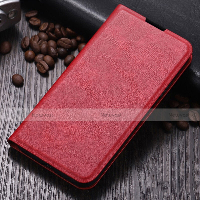 Leather Case Stands Flip Cover T02 Holder for Samsung Galaxy A90 5G Red