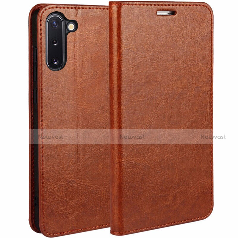 Leather Case Stands Flip Cover T02 Holder for Samsung Galaxy Note 10 Orange