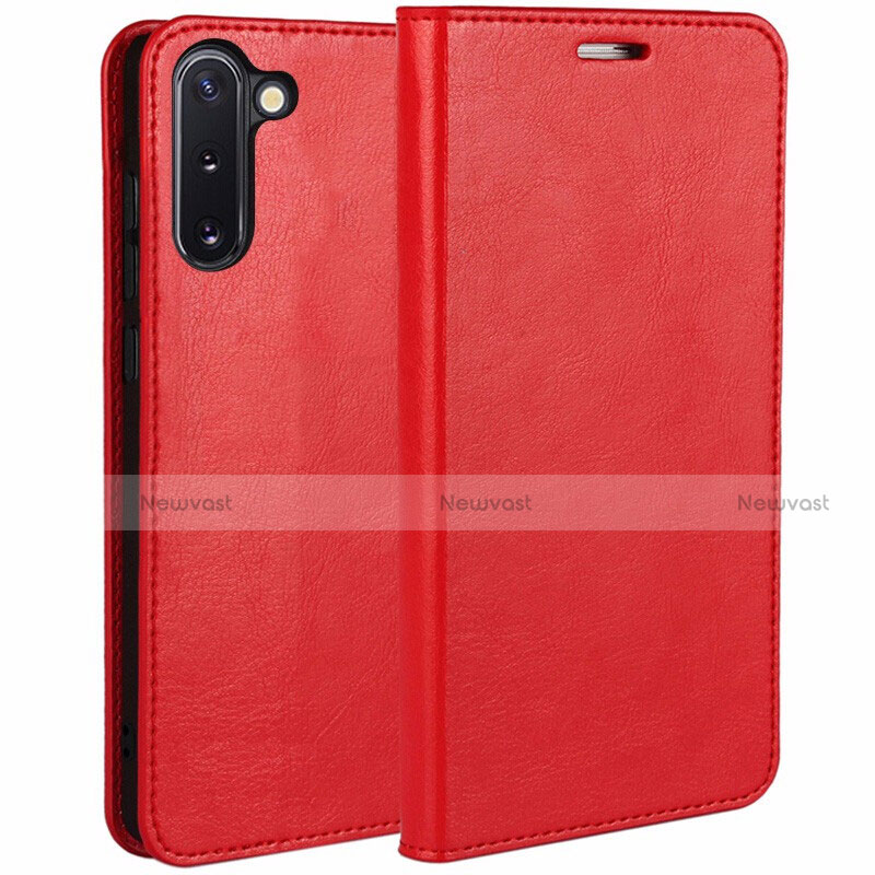 Leather Case Stands Flip Cover T02 Holder for Samsung Galaxy Note 10 Red