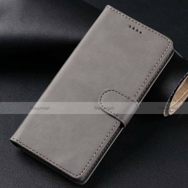 Leather Case Stands Flip Cover T02 Holder for Samsung Galaxy S20 Plus 5G Gray