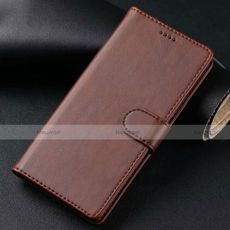 Leather Case Stands Flip Cover T02 Holder for Samsung Galaxy S20 Plus Brown