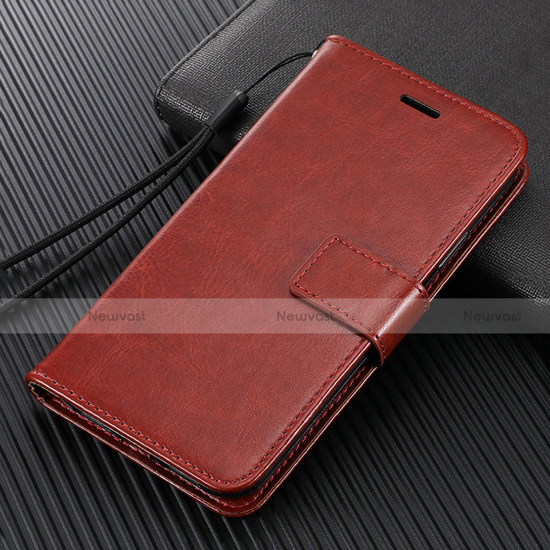 Leather Case Stands Flip Cover T02 Holder for Vivo Y50 Brown