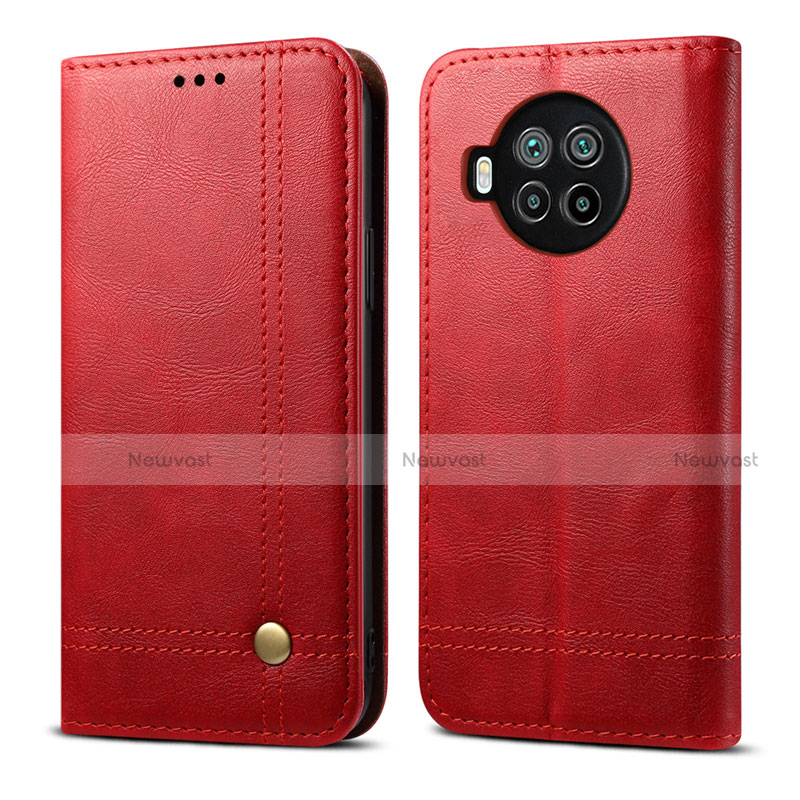 Leather Case Stands Flip Cover T02 Holder for Xiaomi Mi 10i 5G Red