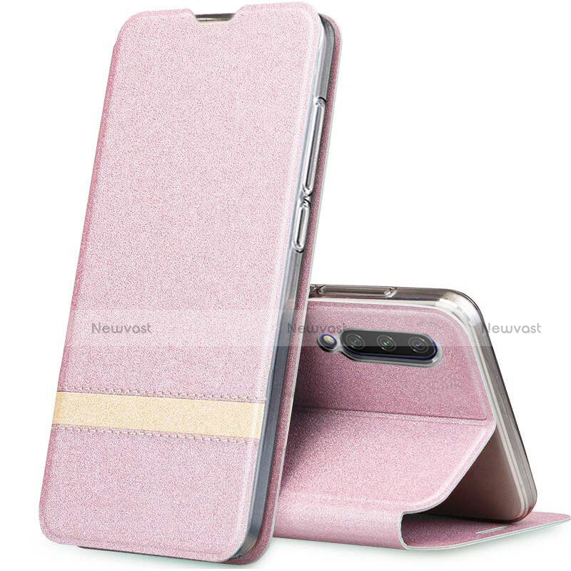 Leather Case Stands Flip Cover T02 Holder for Xiaomi Mi A3 Rose Gold