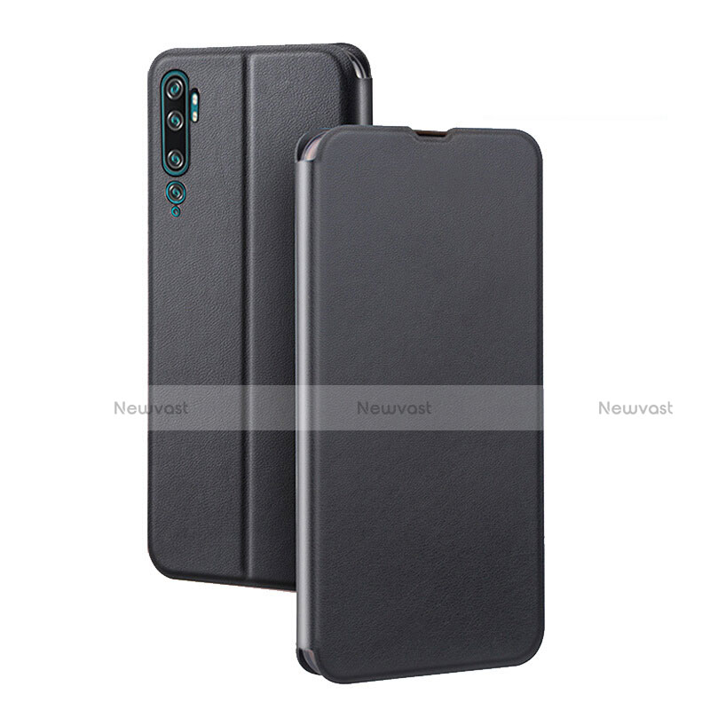 Leather Case Stands Flip Cover T02 Holder for Xiaomi Mi Note 10 Pro Black