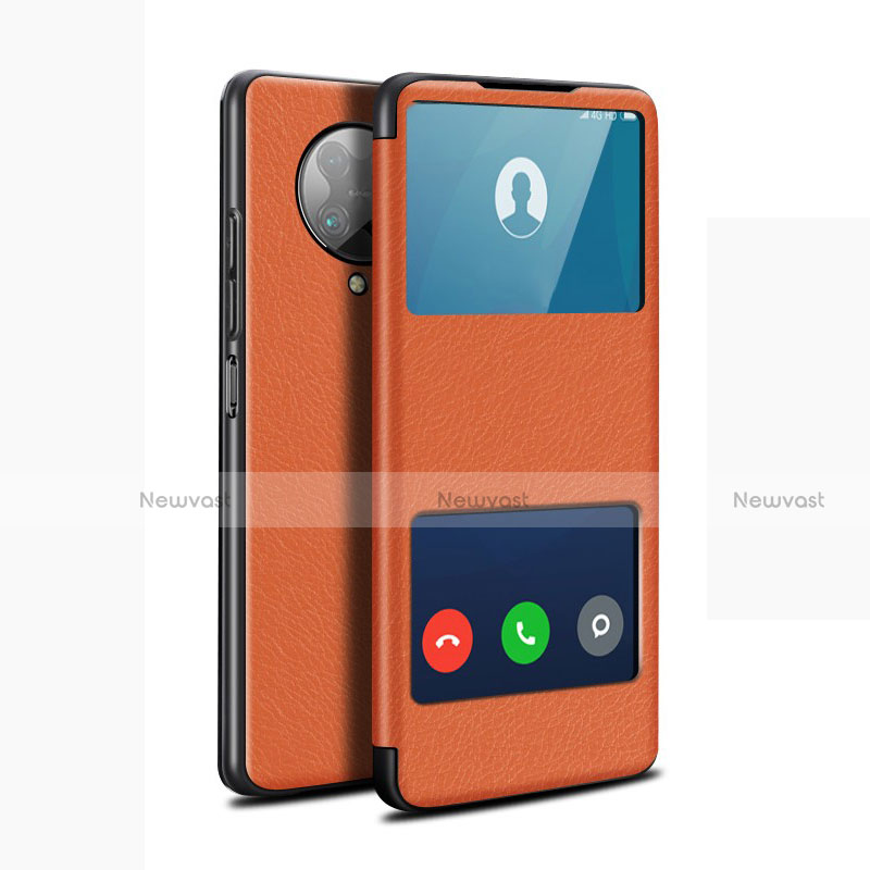 Leather Case Stands Flip Cover T02 Holder for Xiaomi Poco F2 Pro Orange