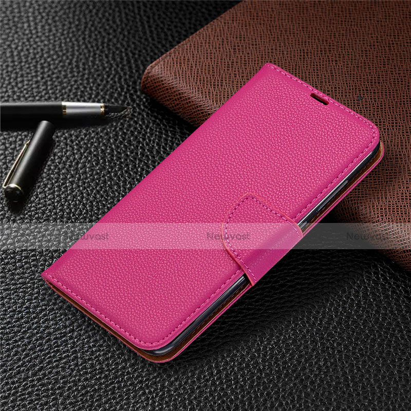 Leather Case Stands Flip Cover T02 Holder for Xiaomi Redmi 10X 4G Hot Pink