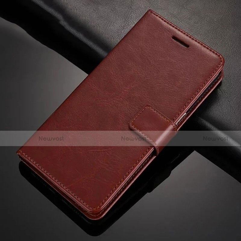 Leather Case Stands Flip Cover T02 Holder for Xiaomi Redmi Note 8 (2021) Brown