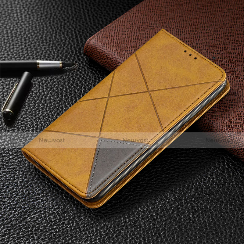 Leather Case Stands Flip Cover T02 Holder for Xiaomi Redmi Note 9 Pro Orange