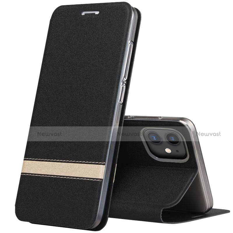 Leather Case Stands Flip Cover T03 Holder for Apple iPhone 11 Black