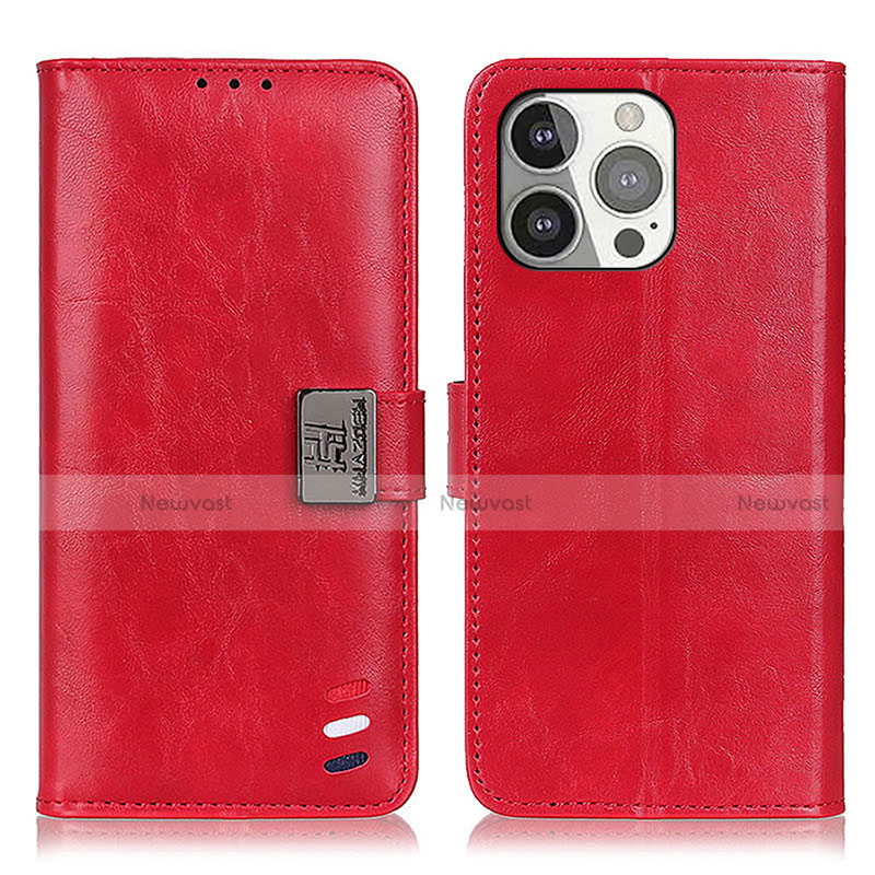 Leather Case Stands Flip Cover T03 Holder for Apple iPhone 14 Pro Max Red